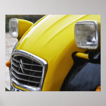 Vieux cv noir et jaune de Citroen 2CV 2, détail Affiches