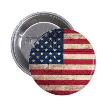 Vieux drapeau américain en bois badge