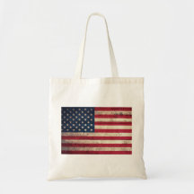 Vieux drapeau américain en bois sac de toile