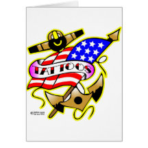 Vieux drapeau d'ancre de tatouage de Skool Cartes De Vœux