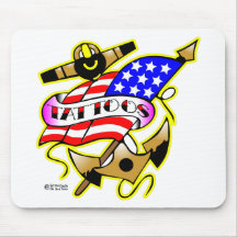 Vieux drapeau d'ancre de tatouage de Skool Tapis De Souris