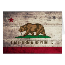 Vieux drapeau en bois de la Californie Carte De Vœux