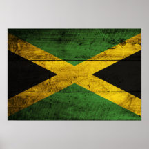 Vieux drapeau en bois de la Jamaïque Affiches