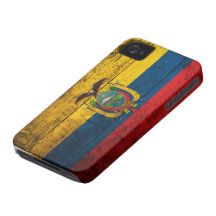 Vieux drapeau en bois de l'Equateur Coque Case-Mate iPhone 4