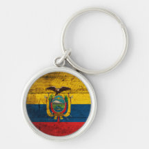 Vieux drapeau en bois de l'Equateur Porte-clés
