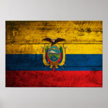 Vieux drapeau en bois de l'Equateur Poster