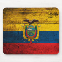 Vieux drapeau en bois de l'Equateur Tapis De Souris