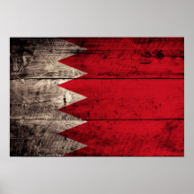Vieux drapeau en bois du Bahrain Affiche
