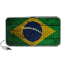 Vieux drapeau en bois du Brésil Haut-parleurs iPod
