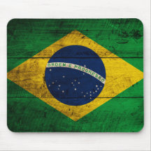 Vieux drapeau en bois du Brésil Tapis De Souris