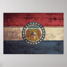 Vieux drapeau en bois du Missouri ; Posters