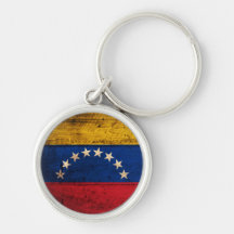 Vieux drapeau en bois du Venezuela Porte-clefs