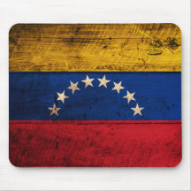 Vieux drapeau en bois du Venezuela Tapis De Souris