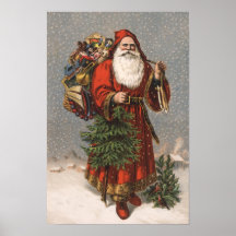 Vieux Monde Père Noël Affiche