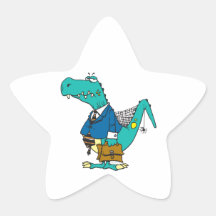 vieux personnage de dessin animé drôle de dinosaur autocollant en étoile