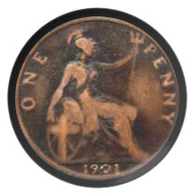 Vieux plat victorien en laiton de penny des Anglai Assiettes