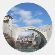 Vieux pont à Mostar Adhésifs Ronds