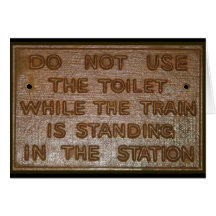 vieux signe de toilette de train cartes de vœux
