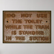 vieux signe drôle de toilette de train poster