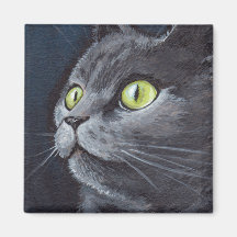 Vieux Smokey - aimant gris de chat