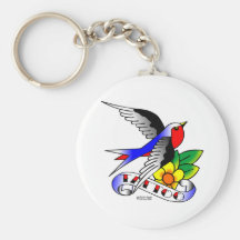 Vieux tatouage d'hirondelle de Skool Porte-clefs