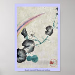 Vigne de courge avec la fleur et l'arc-en-ciel affiche