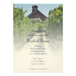 Vignoble et faire-part de mariage rouge de grange