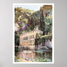 Villa Plini de Como de lac italy d'aquarelle Posters