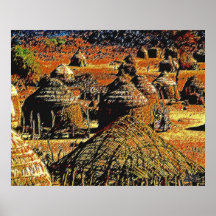 VILLAGE AFRICAIN AFFICHE