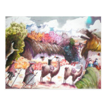 Village du Pérou d'image de lama Carte Postale