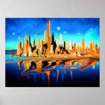 Ville magique Etats-Unis - copie d'affiche d'art d