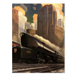 Ville vintage, train du duplex T1 sur des voies fe Carte Postale