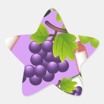Vin et raisins sticker en étoile