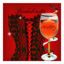 Vin rouge 2 de noir de corset de partie de Bachelo Faire-part