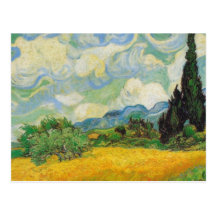 Vincent van Gogh - champ de blé avec des cyprès Cartes Postales