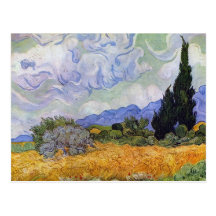 Vincent van Gogh - champ de blé avec des cyprès Carte Postale