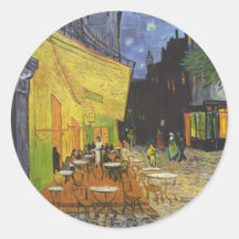 Vincent van Gogh - terrasse de café la nuit Adhésif Rond