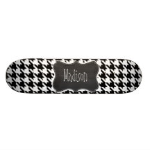 Vintage Chalkboard look; Black & White Houndstooth Skateboard Decks