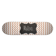 Vintage Chalkboard look; Brown Chevron Pattern Skate Board Decks