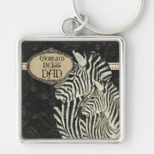 Vintage Zebras  Best Dad Keychain