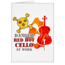 Violoncelle d'un rouge ardent carte de vœux