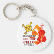 Violoncelle d'un rouge ardent porte-clés