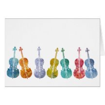Violoncelles multicolores carte de vœux