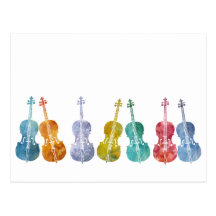 Violoncelles multicolores cartes postales