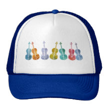 Violoncelles multicolores casquettes