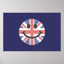 Visage britannique de smiley de drapeau affiches