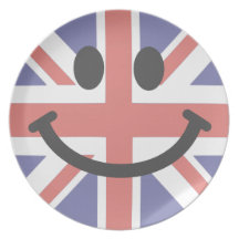 Visage britannique de smiley de drapeau assiettes