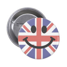 Visage britannique de smiley de drapeau badge avec épingle