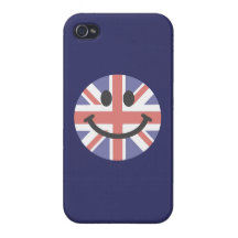 Visage britannique de smiley de drapeau coques iPhone 4