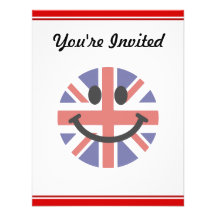 Visage britannique de smiley de drapeau invitations personnalisables